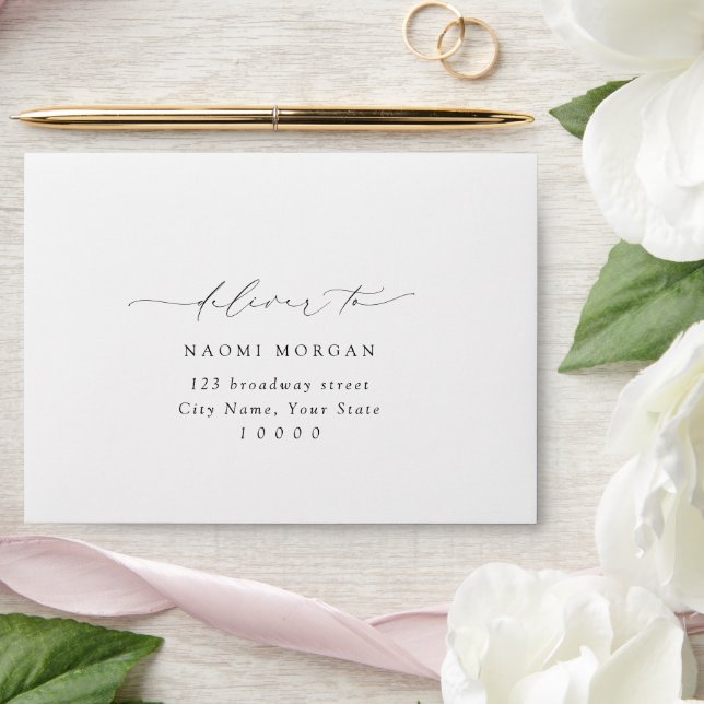 Minimalist Modern Chic Script RSVP Envelope (Wedding)