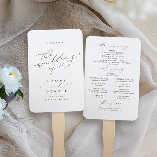 Minimalist Modern Chic Script Wedding Program Hand Fan