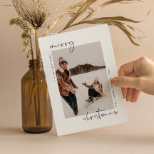 Minimalist Modern Christmas Card with Photo