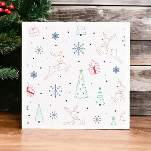 Minimalist Modern Christmas Color Line Art Napkin