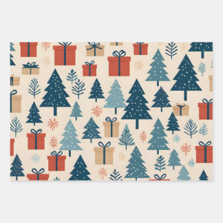 Minimalist Modern Christmas Icons Wrapping Paper
