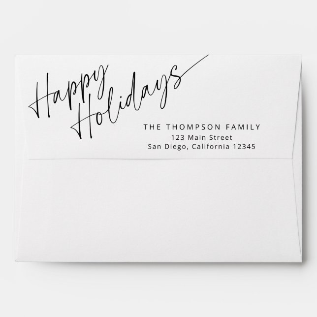 Minimalist Modern Christmas Script Happy Holidays Envelope (Back (Top Flap))