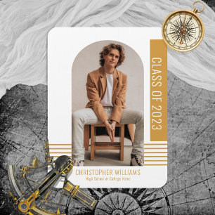 Minimalist Modern Class Year Graduation Gold Magnet
