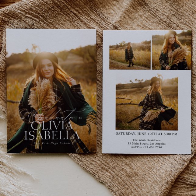 Minimalist Modern Classic Photo Collage Graduation Invitation (Creator Uploaded)