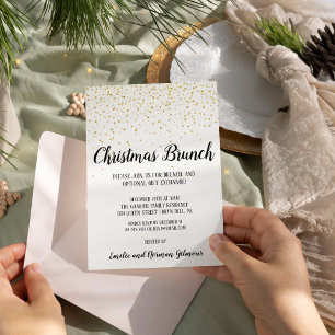 Minimalist Modern Confetti Christmas Brunch Gold