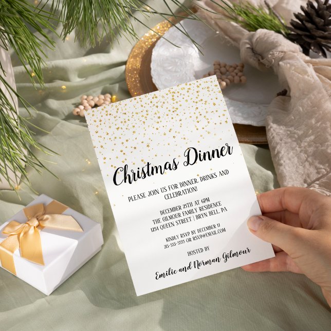Minimalist Modern Confetti Christmas Dinner Invitation (Creator Uploaded)