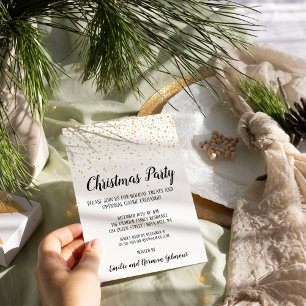 Minimalist Modern Confetti Christmas Party Gold 
