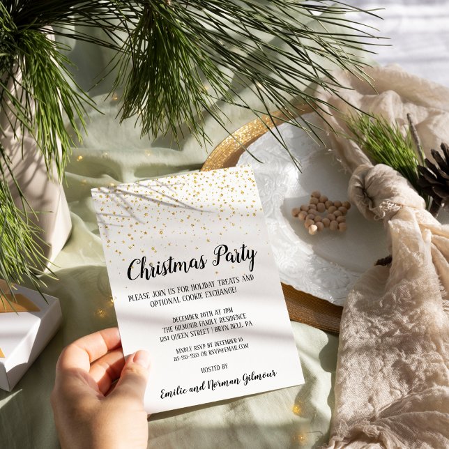 Minimalist Modern Confetti Christmas Party Gold  (Creator Uploaded)