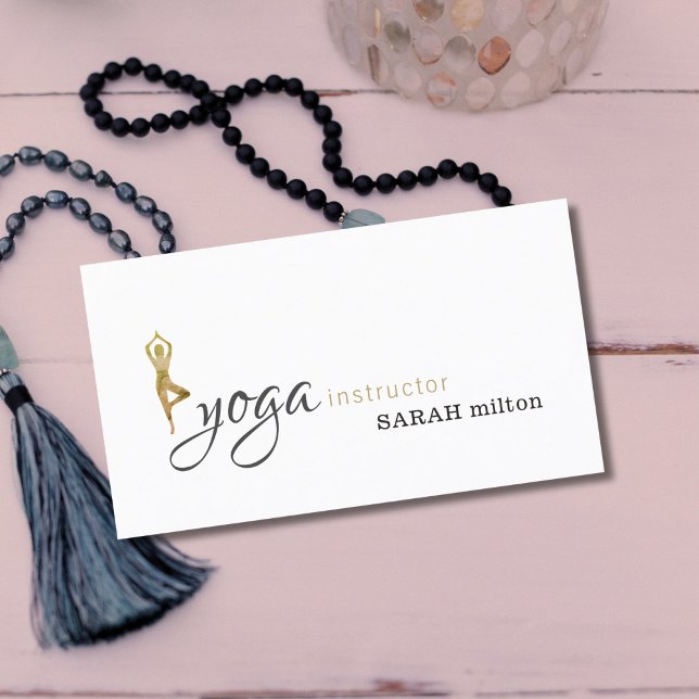 Minimalist Modern Copper White Yoga Instructor Business Card (Creator Uploaded)
