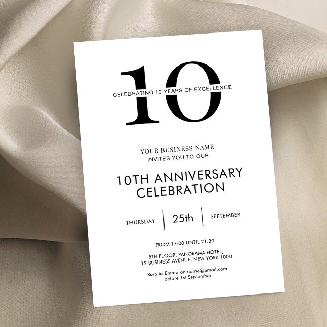 Minimalist Modern Corporate Business Anniversary Invitation (Minimalist modern business birthday event invitation with fully customizable text & colors)