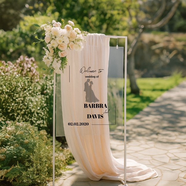 Minimalist Modern Couple Silhouette Wedding  Acrylic Sign (Creator Uploaded)