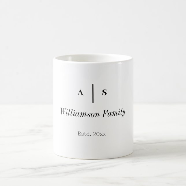 Minimalist Modern Couples Monogram Wedding Date Coffee Mug (Center)