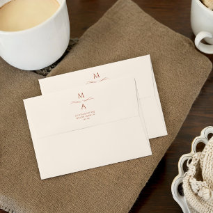 Minimalist Modern Cream Terracotta Boho Wedding Envelope