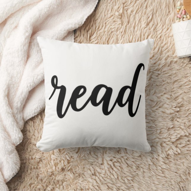Minimalist Modern Cursive "read" Calligraphy Cushion (Blanket)