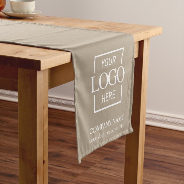 Minimalist Modern Custom Business Logo Branded Short Table Runner (In Situ)