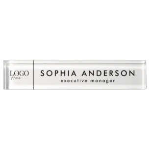 Minimalist Modern Custom Business Logo Employee Nameplate