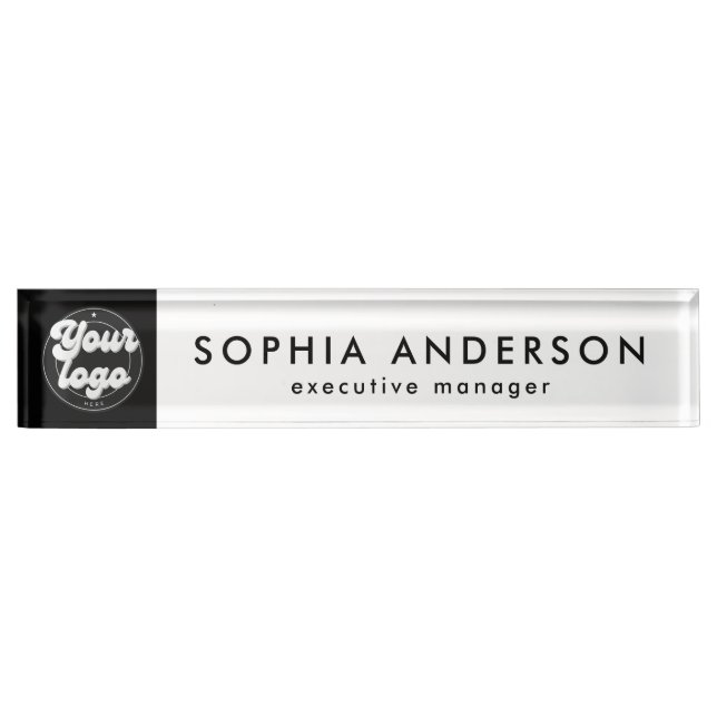 Minimalist Modern Custom Business Logo Employee Nameplate (Front)