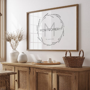 Minimalist Modern Custom Name Sign Wedding Gift