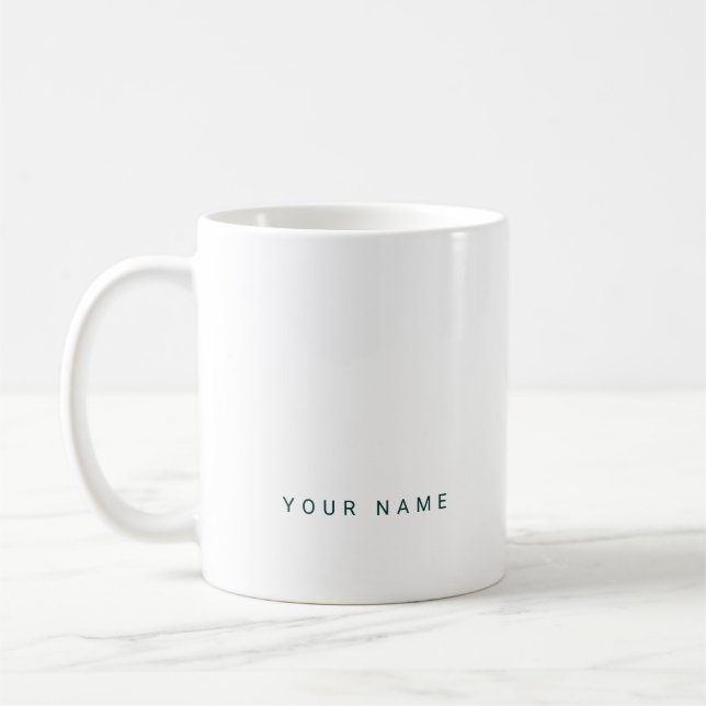 Minimalist Modern Custom Name, Text and Photo Coffee Mug (Left)