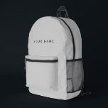Minimalist Modern Custom Name, Text, Photo Printed Backpack<br><div class="desc">Personalized Trendy light gray backpack featuring modern custom text. Add your own photo,  illustration or any graphic design element,  or leave this elegant and minimal aesthetic. Any font,  any color,  no minimum.</div>