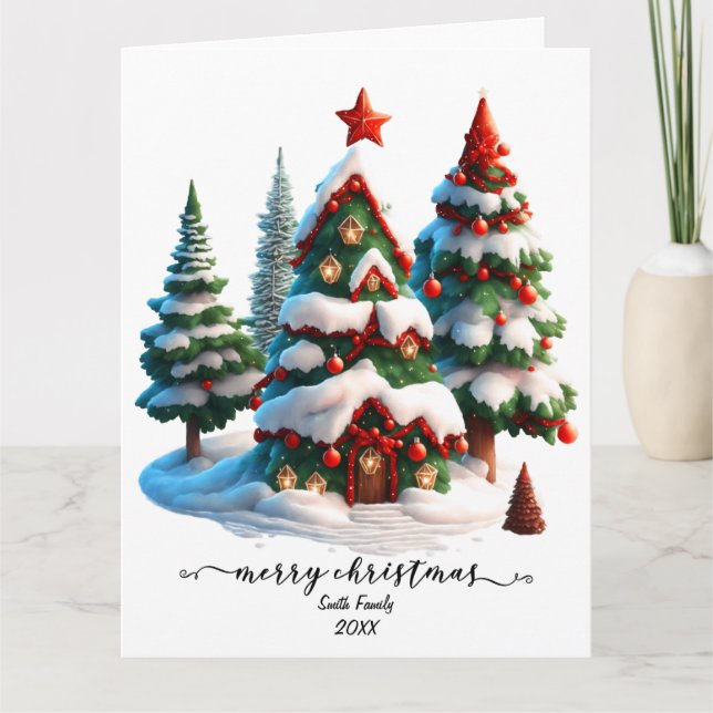 Minimalist Modern Customised Merry Christmas Card  (Front)