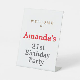 Minimalist Modern Cute Birthday Party Pedestal Sign