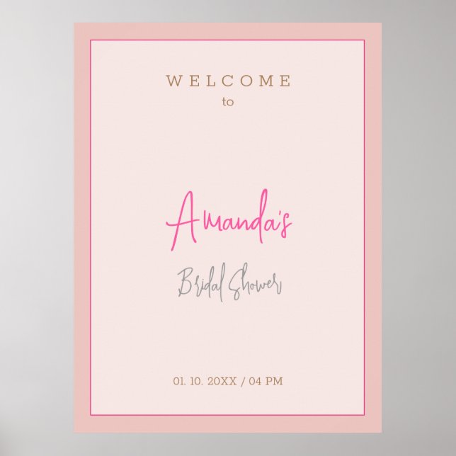 Minimalist Modern Cute Bridal Shower  Poster (Front)