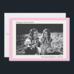 Minimalist Modern Cute Pink Hanukkah Photo Holiday Card<br><div class="desc">Celebrate Hanukkah with this minimalist and modern photo holiday card, featuring a cute pink border for a touch of warmth and charm. The simple and clean design allows your photo to take centre stage, while the editable text lets you personalise your holiday greeting. Perfect for sending warm wishes to loved...</div>