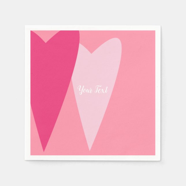 Minimalist Modern Cute Pink Hearts Custom Napkin (Front)