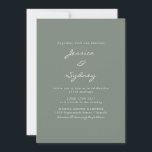 Minimalist Modern Dark Sage Green Script Wedding Invitation<br><div class="desc">Minimalist Modern Dark Sage Green Script Wedding Invitation</div>