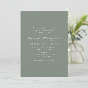 Minimalist Modern Dark Sage Script Bridal Shower Invitation