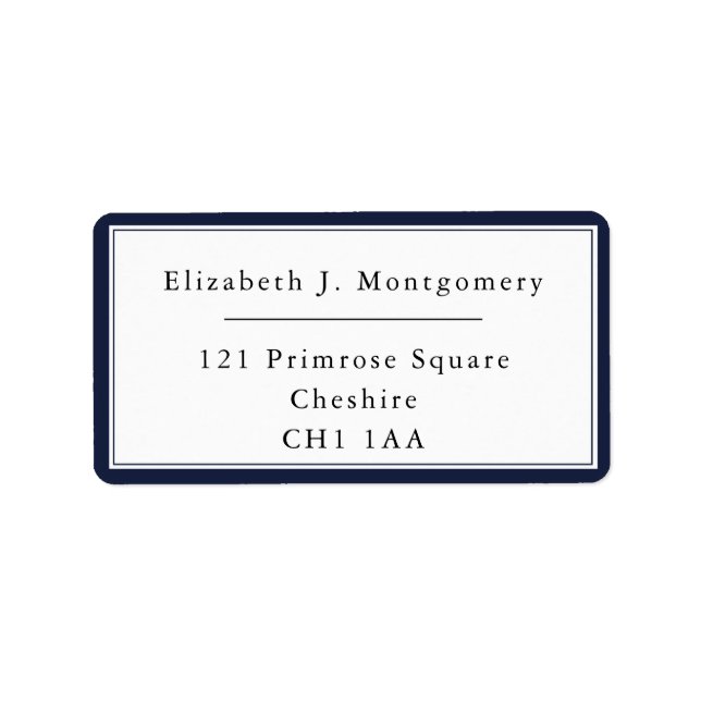 Minimalist Modern Denim Blue Return Address Label (Front)