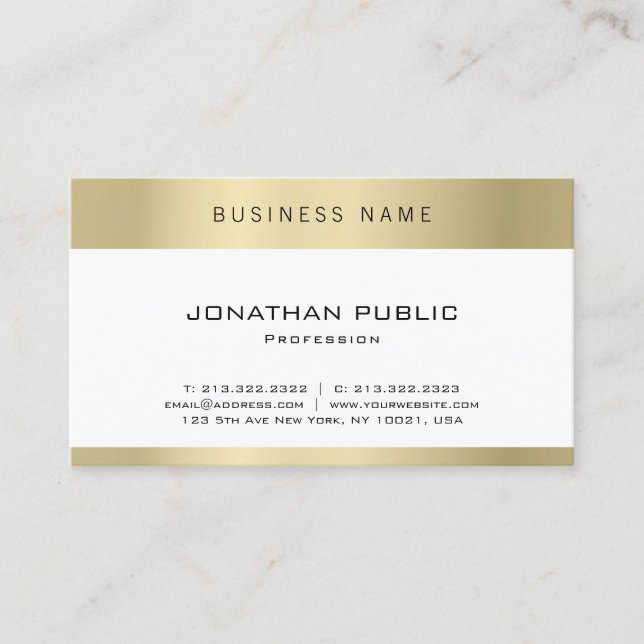 Minimalist Modern Design Gold Elegant Plain Luxury Business Card (Front)