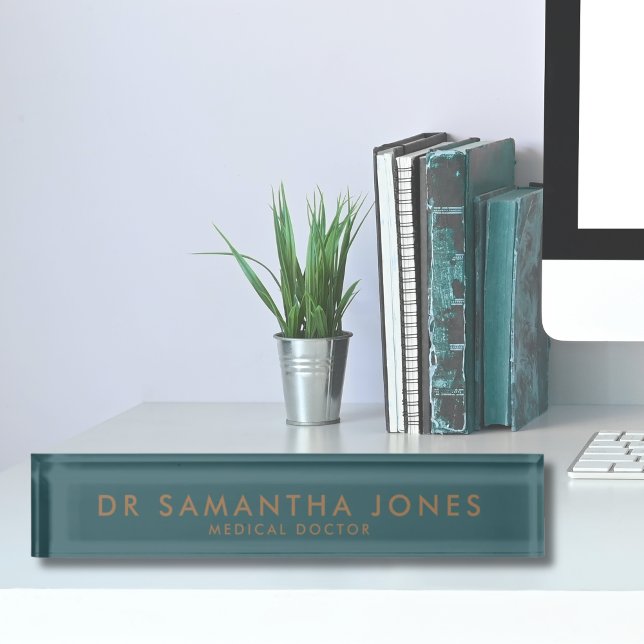 Minimalist Modern Doctor Desk Name Plate Nameplate (Minimalist Modern Doctor Desk Name Plate Nameplate
Teal Blue)