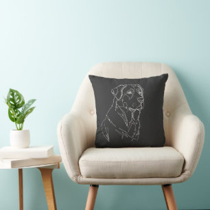 Minimalist Modern Dog Line Art Drawing Cushion