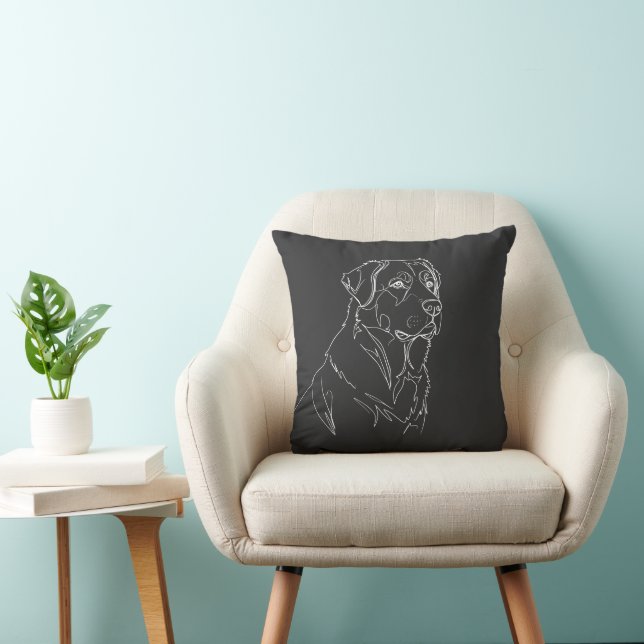 Minimalist Modern Dog Line Art Drawing Cushion (Chair)