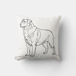 Minimalist Modern Dog Line Art Drawing Cushion