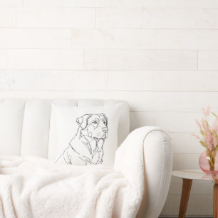 Minimalist Modern Dog Line Art Drawing Cushion