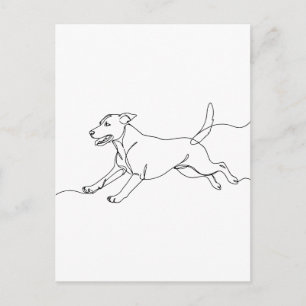 Minimalist Modern Dog Line Art Drawing Postcard