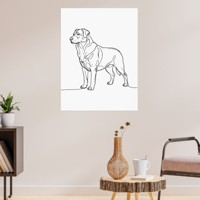 Minimalist Modern Dog Line Art Drawing Poster (Living Room 3)