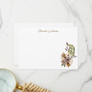 Minimalist Modern Earthy Floral Name Bridal Shower Thank You Card