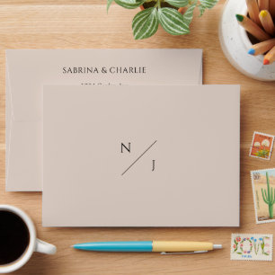 Minimalist Modern Elegance Champagne Wedding Envelope