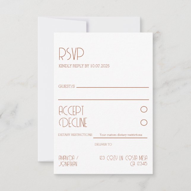 Minimalist Modern Elegance Wedding RSVP Card (Front)