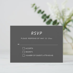 Minimalist Modern Elegant Black and White Wedding RSVP Card