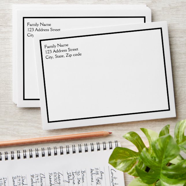 Minimalist Modern Elegant Black Border Addressed  Envelope (Stacked)