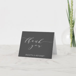 Minimalist Modern Elegant Black White Deco Wedding Thank You Card