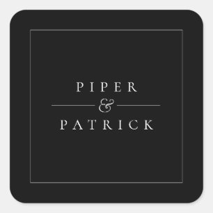 Minimalist Modern Elegant Black & White Wedding Square Sticker