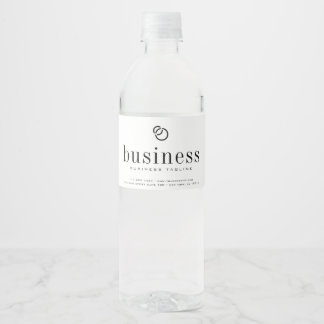 Minimalist Modern Elegant Business Name Logo Water Bottle Label