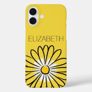 Minimalist Modern Elegant Daisy flower and text iPhone 16 Plus Case