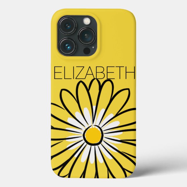 Minimalist Modern Elegant Daisy flower and text Case-Mate iPhone Case (Back)